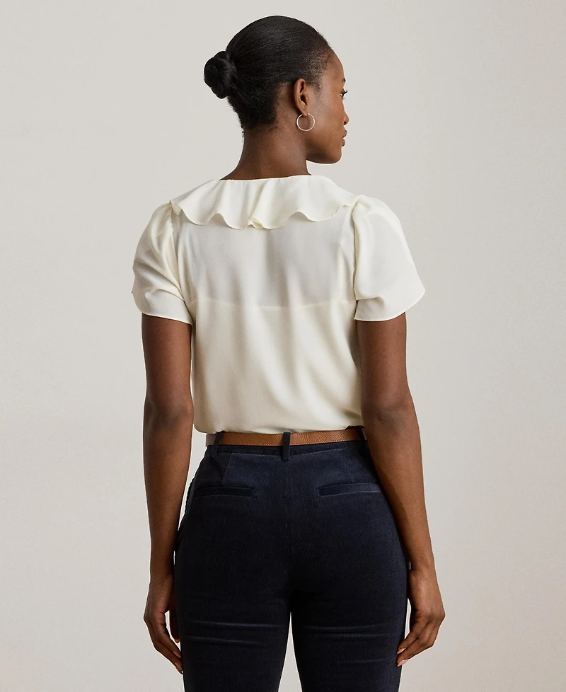 Lauren Ralph Women's Ruffle-Trim Georgette Blouse