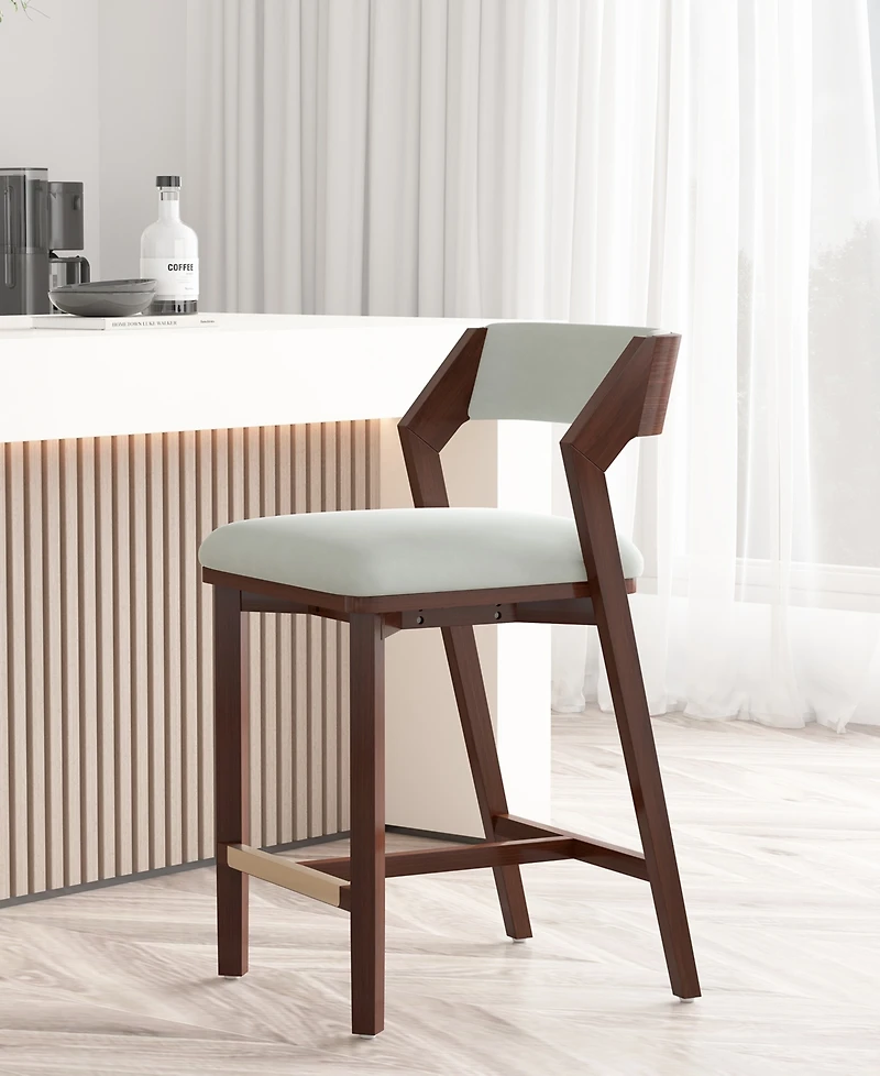 Manhattan Comfort Patricia 36.2" Velvet Upholstered Counter Stool