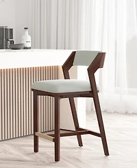 Manhattan Comfort Patricia 36.2" Velvet Upholstered Counter Stool