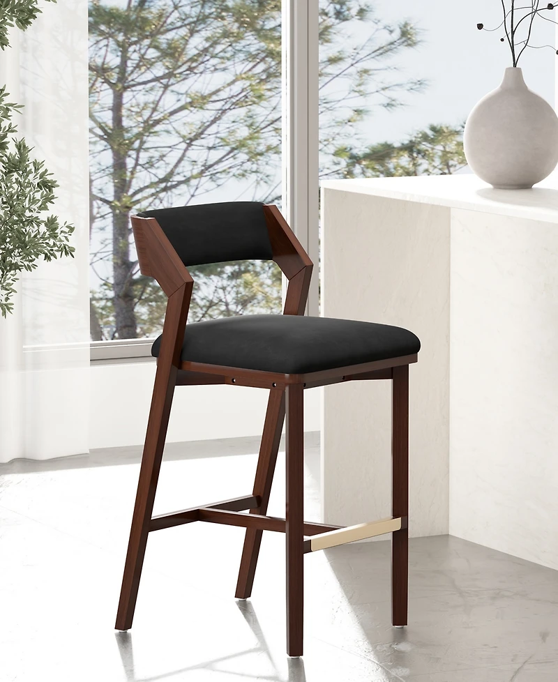 Manhattan Comfort Patricia 39.2" Velvet Upholstered Barstool