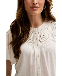 Lily and Lionel London Women's Kew Lace Insert Angel Sleeve Shirt