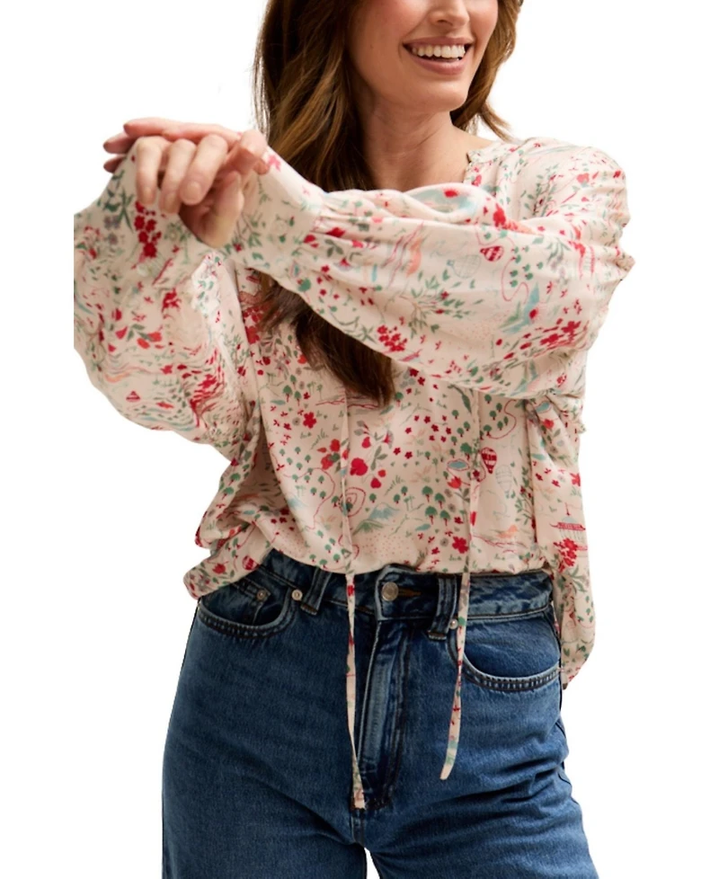 Lily and Lionel London Women's Rosetti Billowy Sleeves Print Blouse