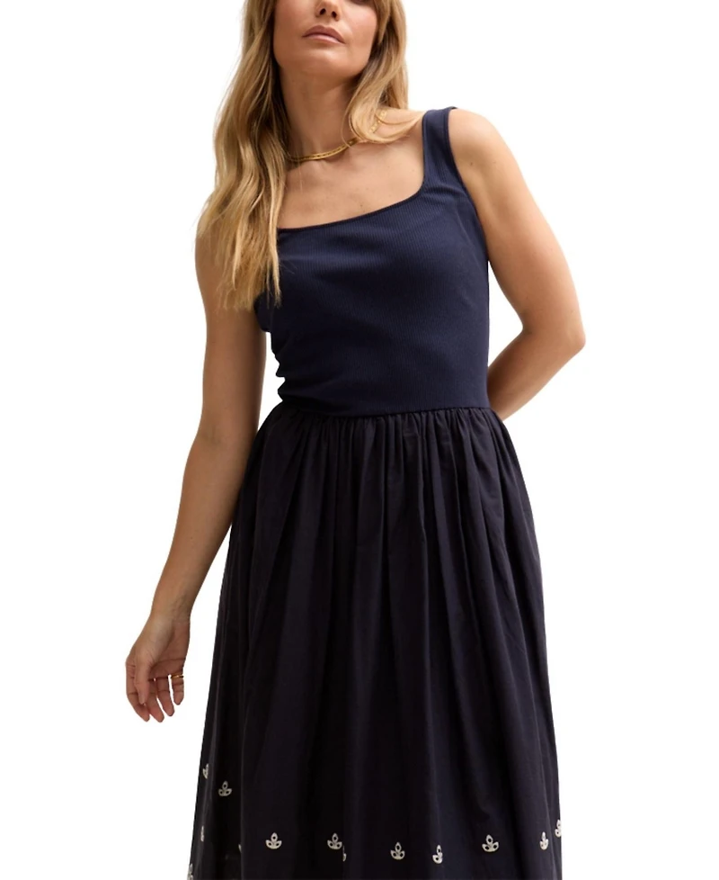Lily and Lionel London Women's Cora Sleeveless Jersey Bodice Embroidered Midi Dress