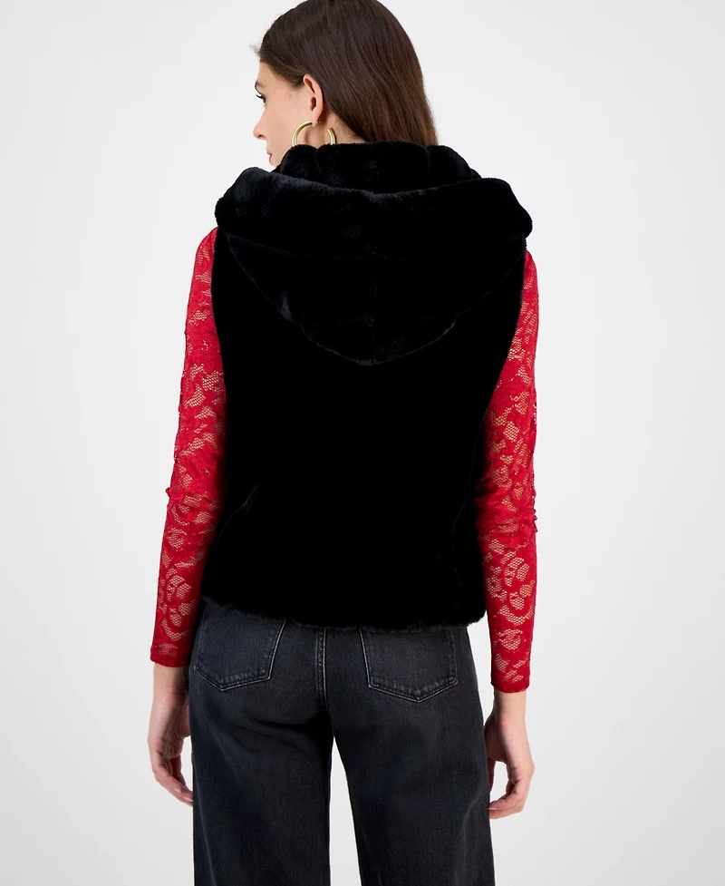 Guess Women's Sophy Faux-Fur Hooded Vest
