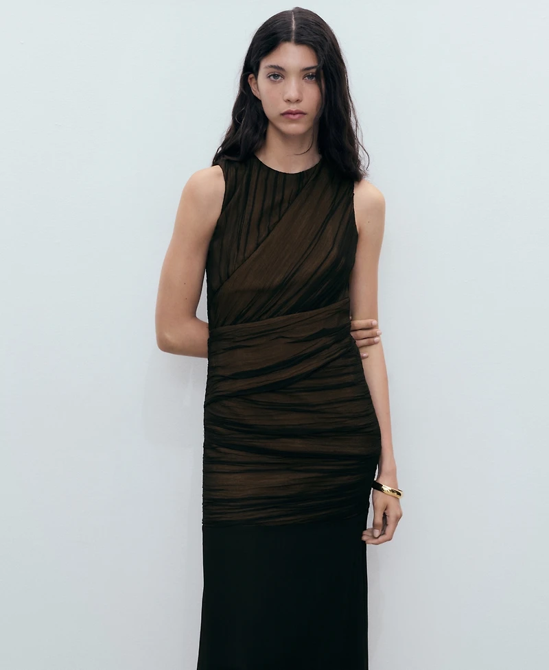 Mango Women's Contrasting Textured Dress