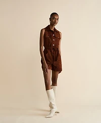 Furniq Uk Women's Suede Romper