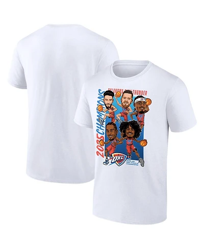 Fanatics Men's White Oklahoma City Thunder 2025 Nba Finals Champions Caricature Full Court T-Shirt