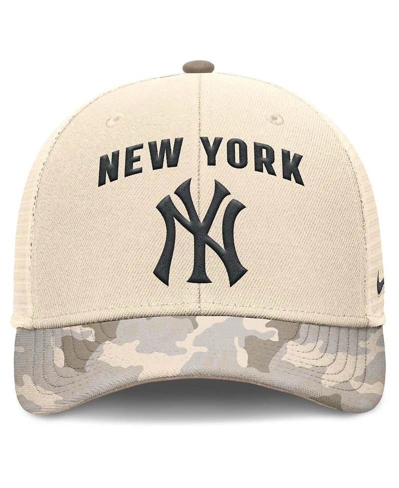 Nike Men's Natural New York Yankees Camo Natural Pack Rise Adjustable Trucker Hat