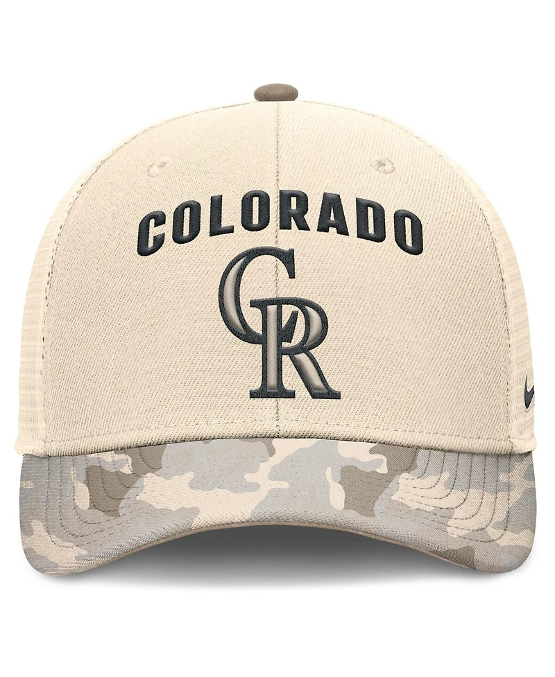 Nike Men's Natural Colorado Rockies Camo Natural Pack Rise Adjustable Trucker Hat