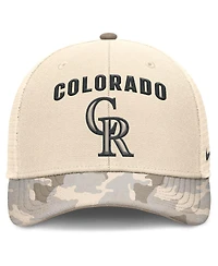 Nike Men's Natural Colorado Rockies Camo Natural Pack Rise Adjustable Trucker Hat