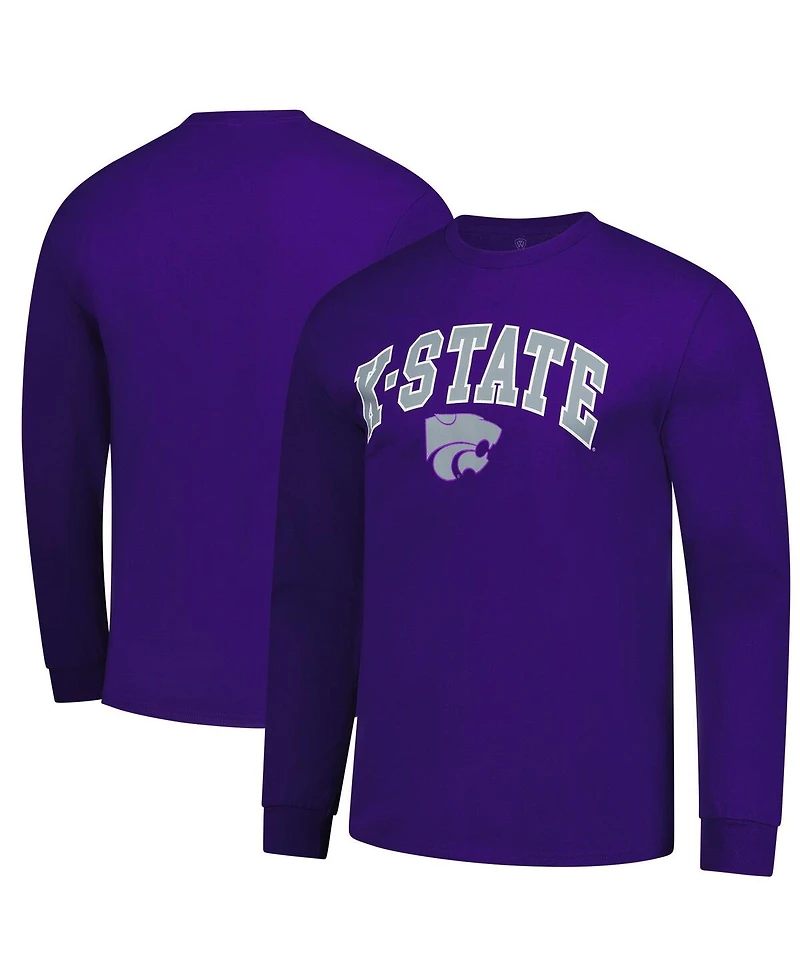 Fanatics Unlabeled Men's Purple Kansas State Wildcats Logo Long Sleeve T-Shirt