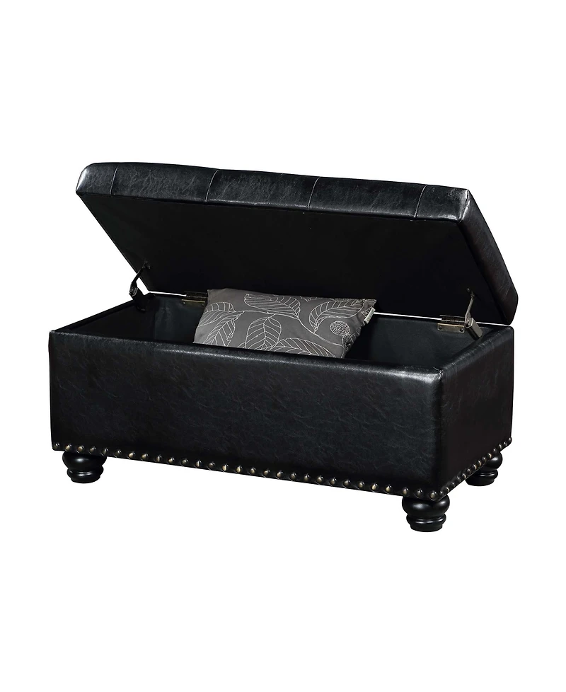 Convenience Concepts 35.5" Faux Leather 7th Avenue Storage Ottoman Bench