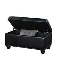 Convenience Concepts 35.5" Faux Leather 7th Avenue Storage Ottoman Bench