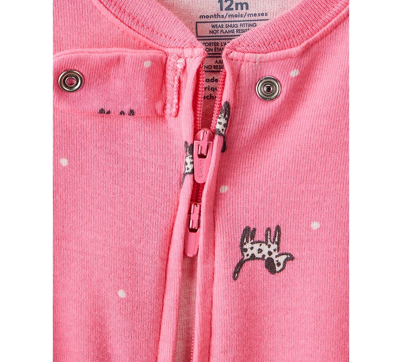 Carter's Baby Girls Dalmatian-Print 100% Cotton Long-Sleeve 2-Way-Zip 1-Piece Footed Pajamas