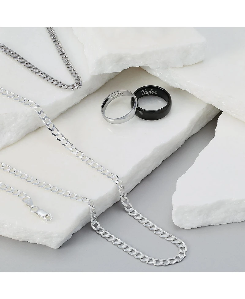 Bling Jewelry Solid 4MM Sterling Silver Miami Cuban Curb Chain Necklace