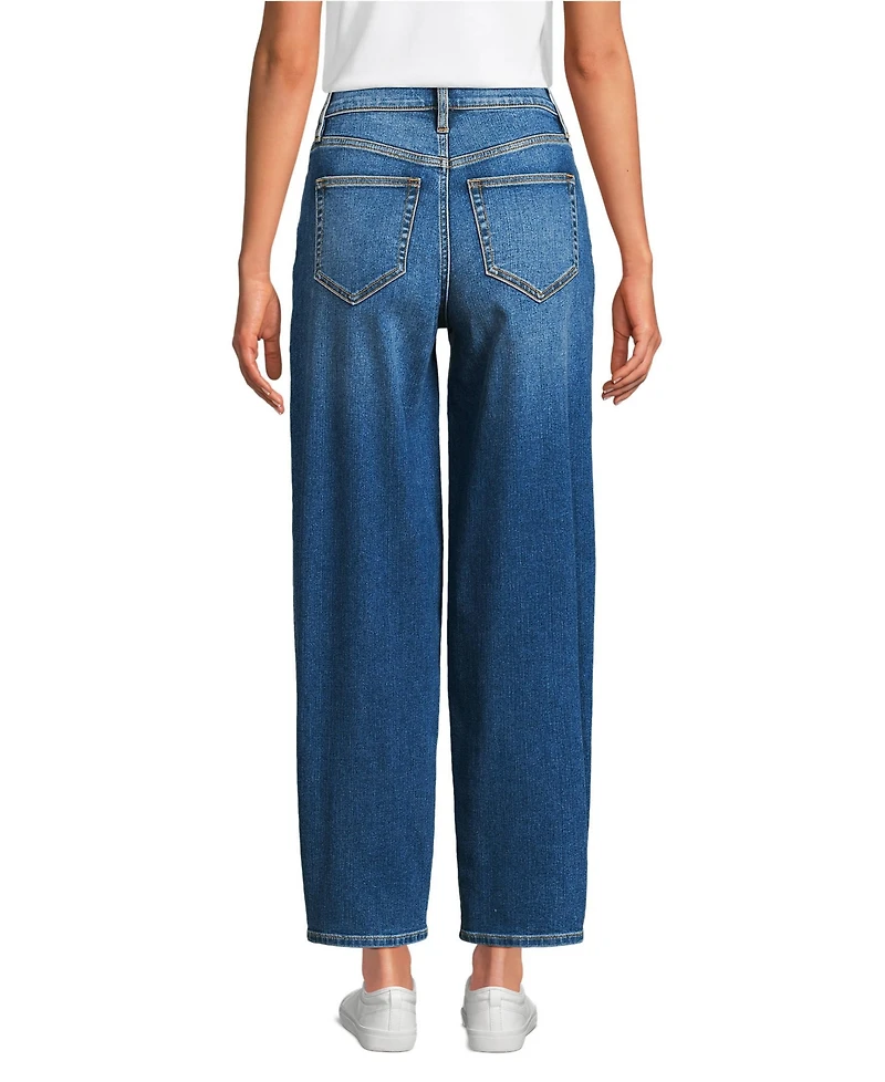 Lands' End Women's Recover High Rise Barrel Leg Ankle Jeans