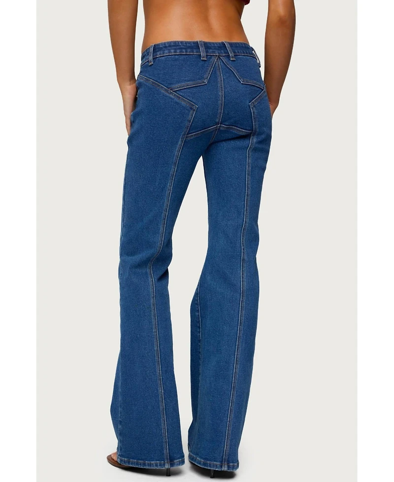 Edikted Women's Starrie Panel Stitch Low Rise Jeans