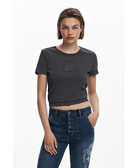 Desigual Women's Embroidered jeans with square pockets