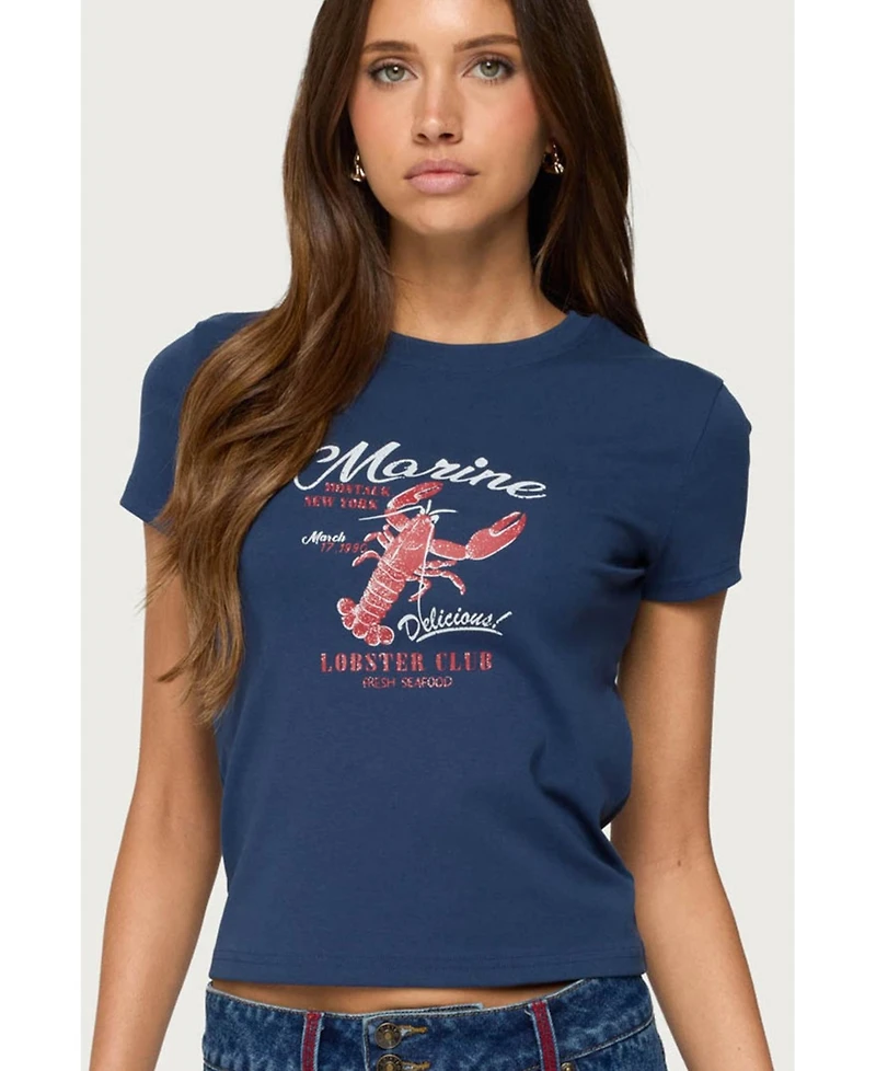 Edikted Women's Lobster Club T Shirt