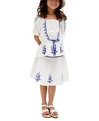 Raffya Kids Little Girls Ally Paneled Waist Embroidered Skirt