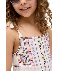 Raffya Kids Sailor Necktie All Over Embroidered Romper