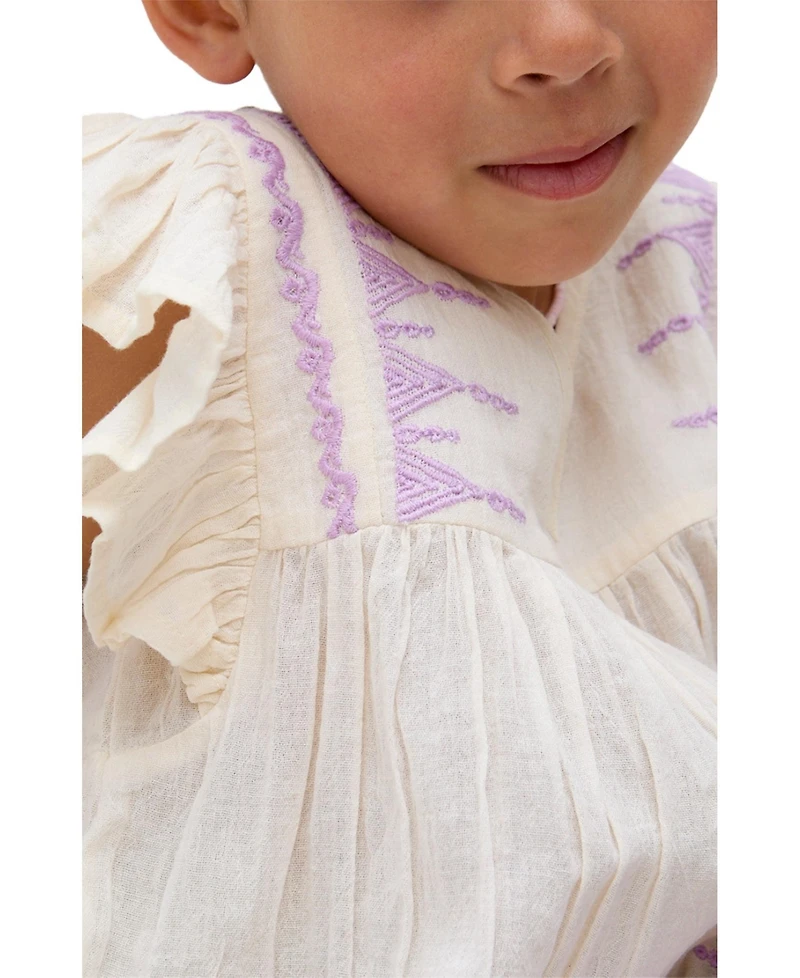 Raffya Kids Mariana Flutter Sleeve Embroidered Blouse