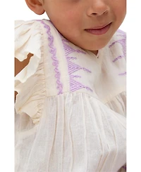 Raffya Kids Mariana Flutter Sleeve Embroidered Blouse