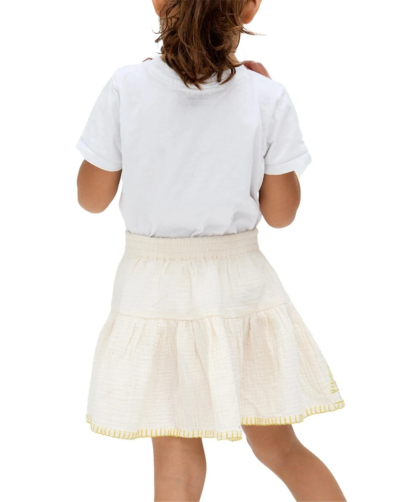 Raffya Kids Little Girls Staranisse Tiered All Over Embroidered Skirt