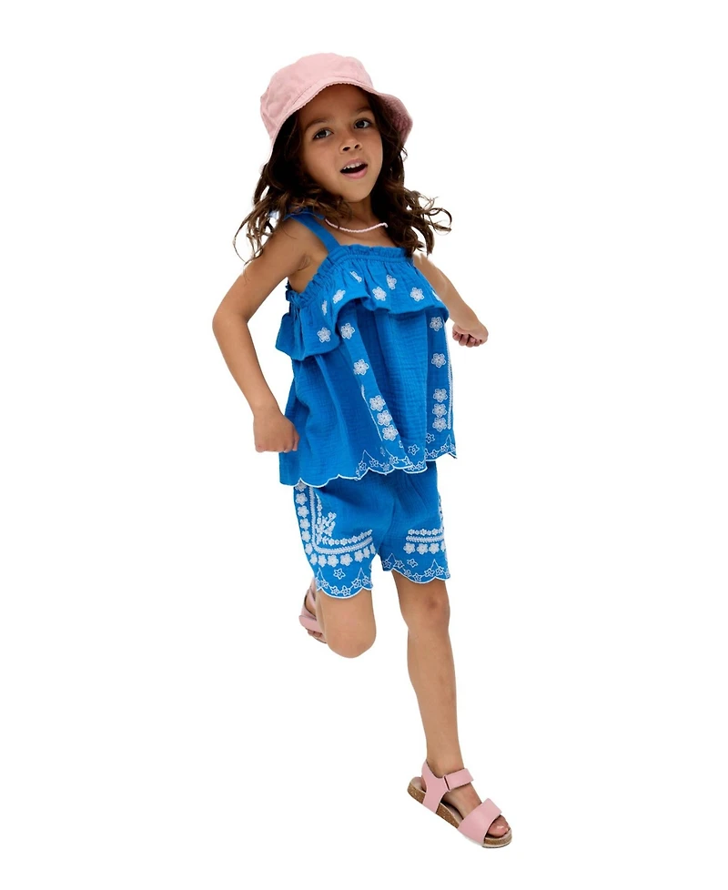 Raffya Kids Savvanah Frill Neck All Over Embroidered Co-Ord Set
