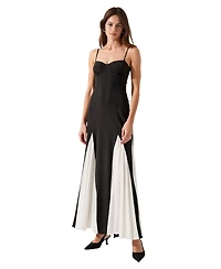 Modenaire Women's Spaghetti Strap Bustier Pleated Maxi Dress