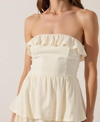 Modenaire Women's Strapless Tiered Ruffle High Slit Maxi Dress