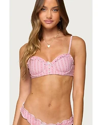 Edikted Women's Pip Striped Ruffle Cupped Bikini Top