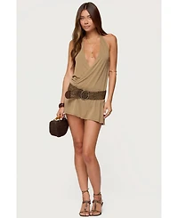 Edikted Women's Lukka Backless Halter Wrap Mini Dress