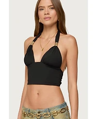 Edikted Women's Aiva Backless Plunge Neck Halter Top