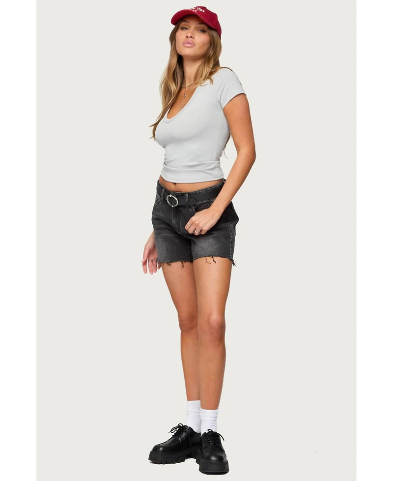 Edikted Women's Moraya V Neck T Shirt