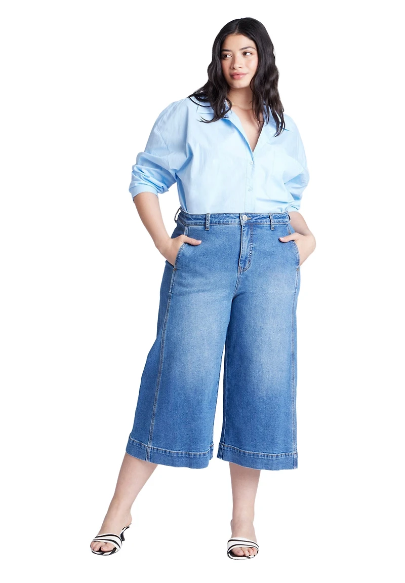 Eloquii Women's Denim Culotte