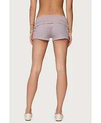 Edikted Women's Kodi Striped Fold Over Shorts
