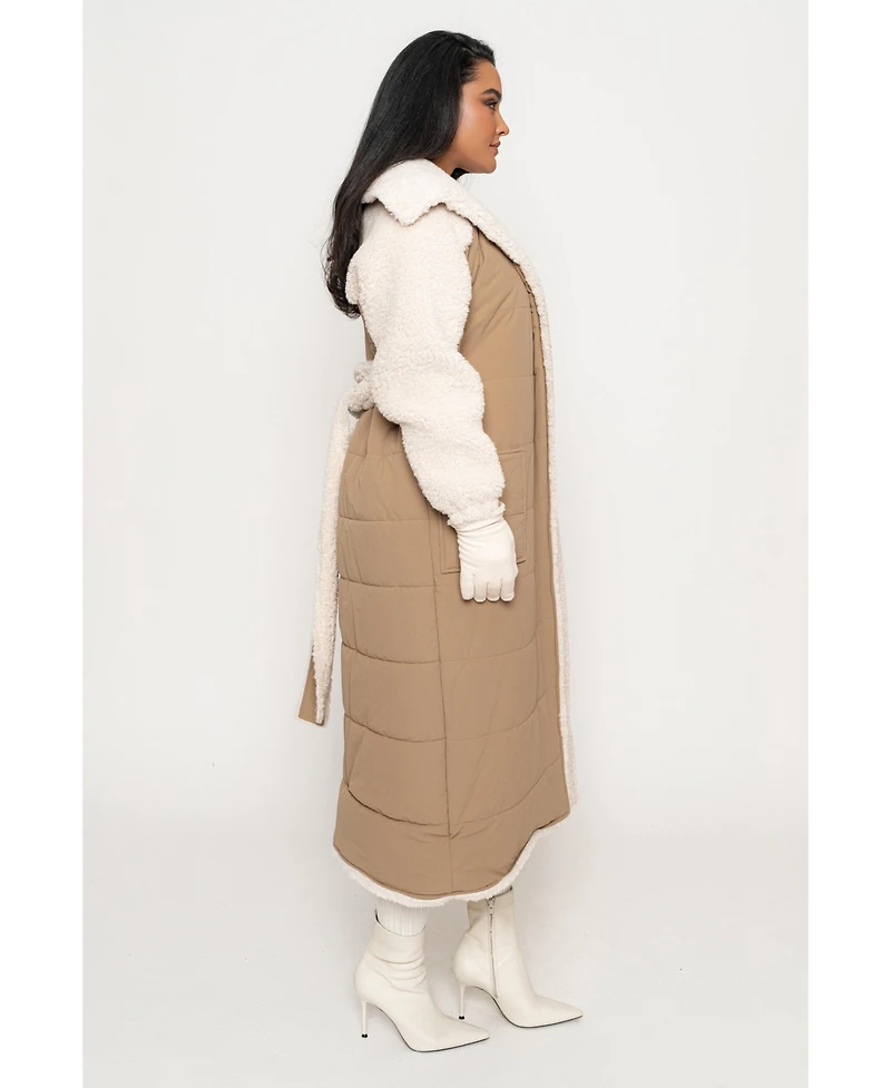 Jluxlabel Women's Contrast Sherpa Coat