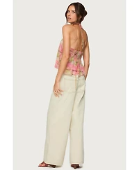 Edikted Women's Dragon Lily Layered Chiffon Halter Top