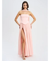 Miss Circle Women's Qianna Baby Pink Peplum Top Drop Waist Chiffon Gown