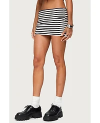 Edikted Womens Rylan Striped Fold Over Mini Skort