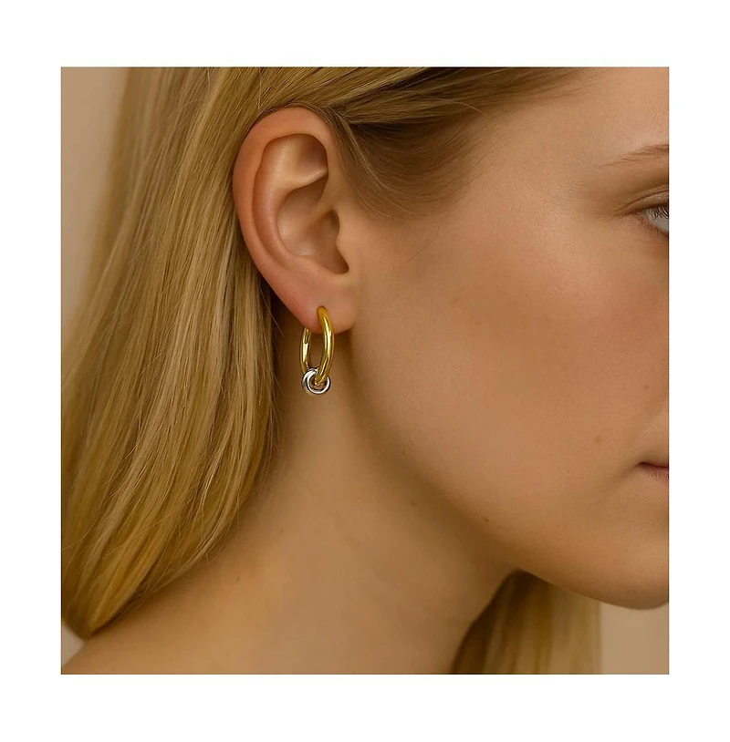 Hollywood Sensation Signature Style Mixed Metal Two-Tone Earrings