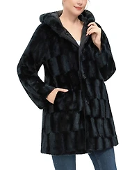 Bgsd Women's Brielle Hooded Reversible Faux Mink Fur Coat