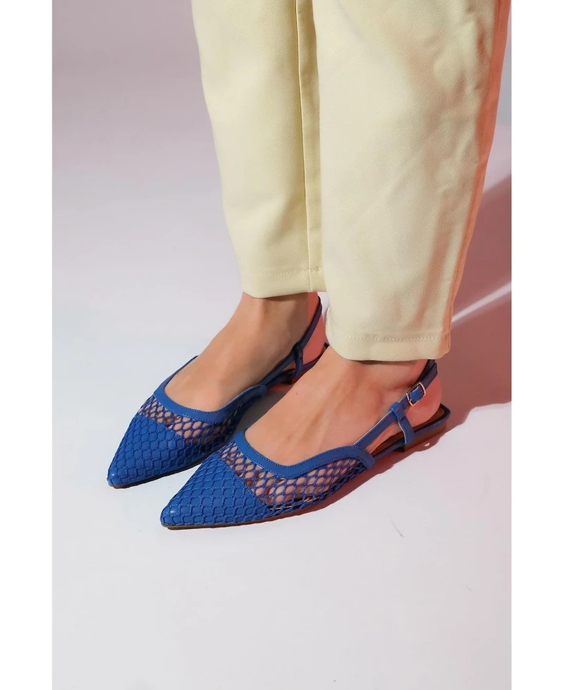 Prologue Shoes Brace Blue Mesh Flat Sandal (Women)