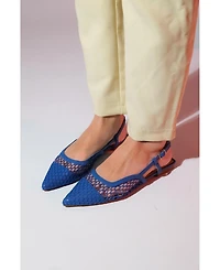 Prologue Shoes Brace Blue Mesh Flat Sandal (Women)