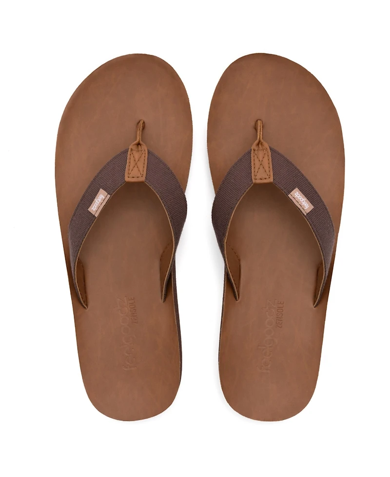 Feelgoodz Men's Men s Zensole Kinderz Faux Leather Flip-Flop Thong Sandals