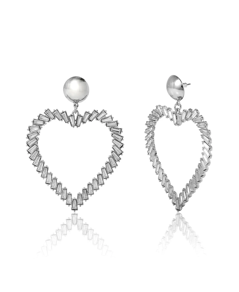 BCBGeneration Silver-Tone Heart Hoop Earrings