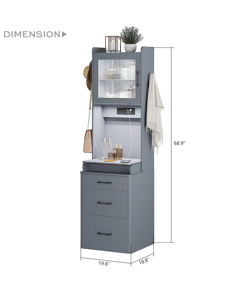 Vlsrka 3-in-1 Vanity Desk with Led Sensor Light, Flip Mirror and Drawers