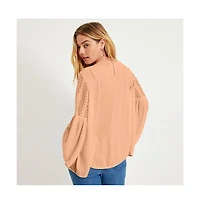 June + Vie Women's Crochet-Trim Blouse
