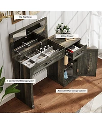 Vlsrka Vanity desk with mirror and storage drawers.